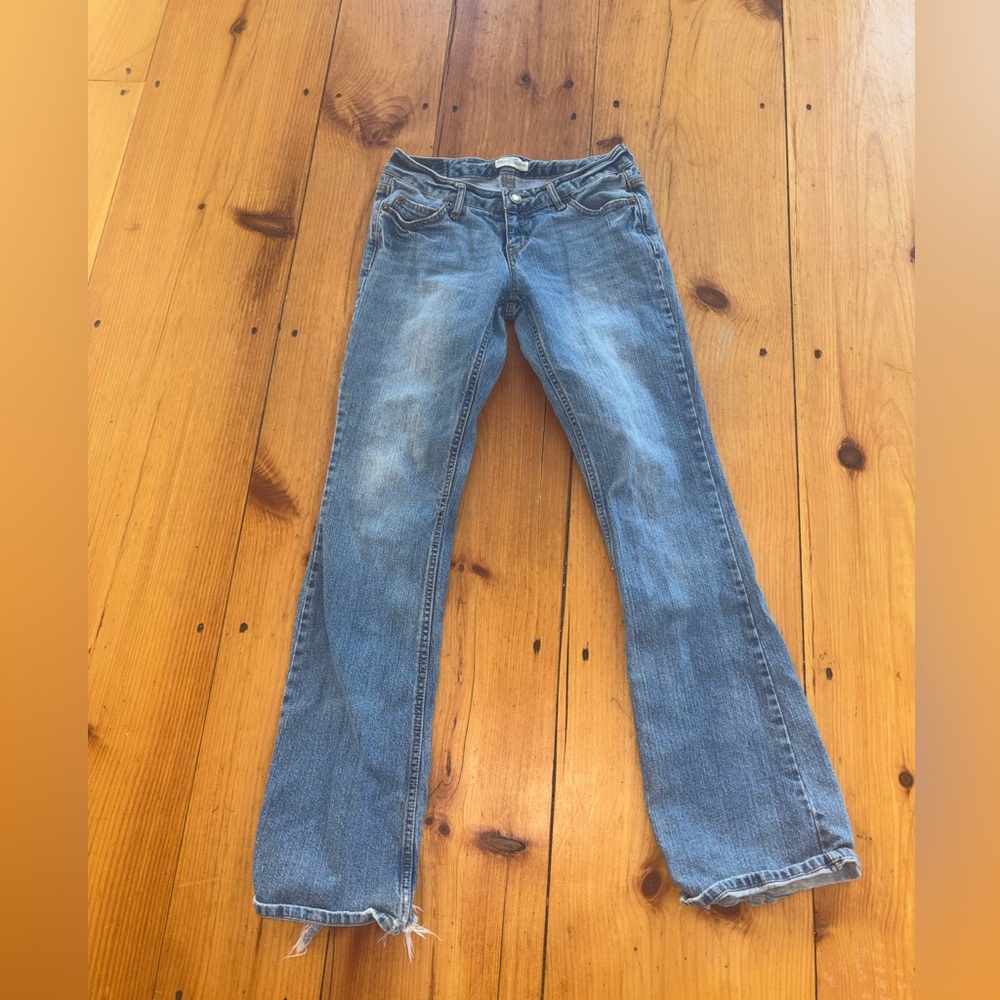 Aeropostale LowRise Hailey Flare Jeans Raw Hem Distressed Size 1/2